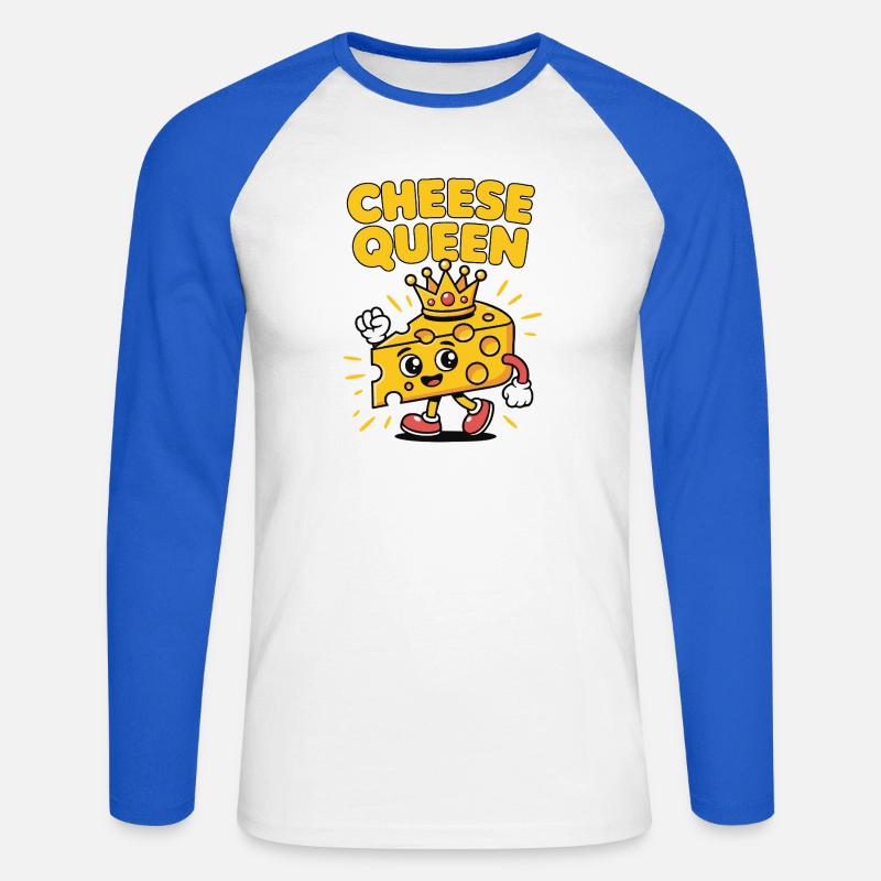 Cheese Queen – Käse mit Krone - Unisex Baseballshirt langarm - Weiß/Royalblau