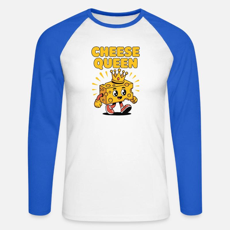 Cheese Queen – Käse mit Krone - Unisex Baseballshirt langarm - Weiß/Royalblau