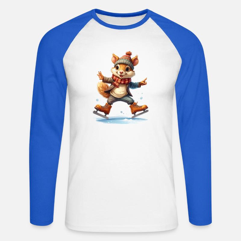 Ein Eichhörnchen fährt Schlittschuh - Unisex Baseballshirt langarm - Weiß/Royalblau