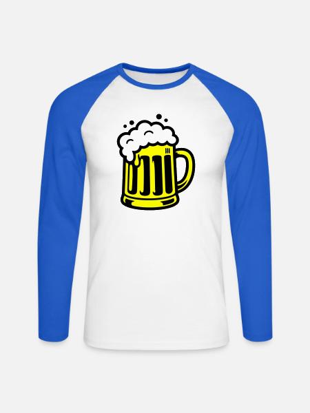 Bier Bierkrug Symbol - Unisex Baseballshirt langarm - Weiß/Royalblau