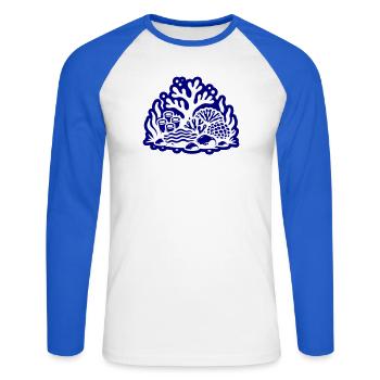 Océan récif corallien - T-shirt baseball manches longues Homme - blanc/bleu royal - Devant - Nik (191cm)