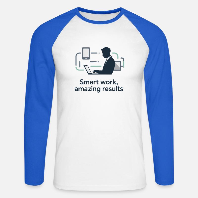 Smart Work Tech Silhouette - Unisex Baseballshirt langarm - Weiß/Royalblau