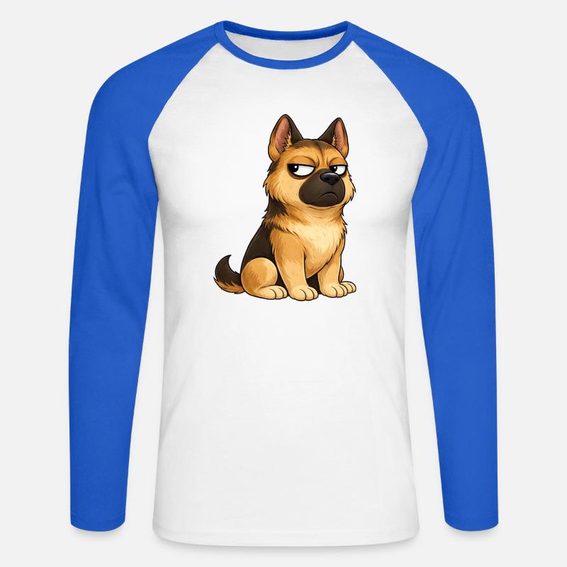 Cooler Hund Deutscher Schäferhund Skeptisch - Unisex Baseballshirt langarm - Weiß/Royalblau