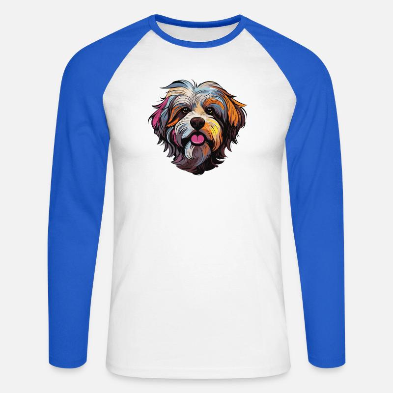 hund comic - Unisex Baseballshirt langarm - Weiß/Royalblau