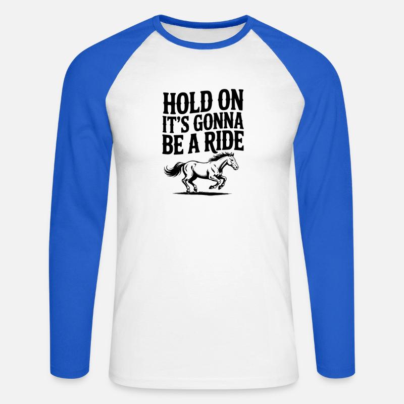 Warte kurz – Es wird eine Fahrt - Unisex Baseballshirt langarm - Weiß/Royalblau