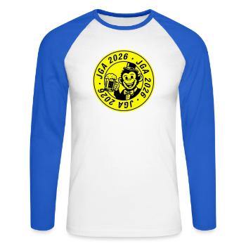Jga 2026 Monkey Groom - Unisex Long Sleeve Baseball T-Shirt - white/royal blue - Front - Nik (191cm)