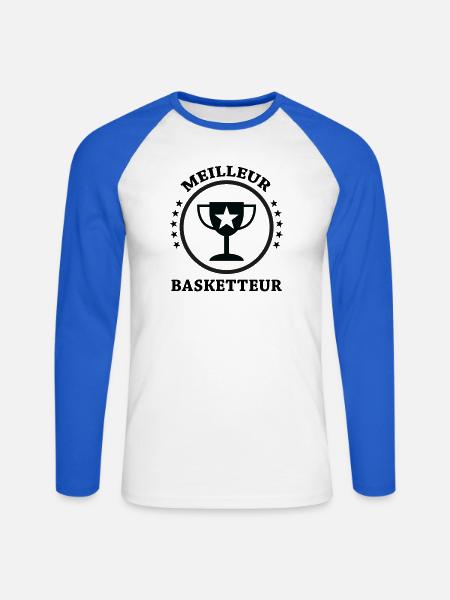 Best Basketball Player - Unisex Long Sleeve Baseball T-Shirt - white/royal blue