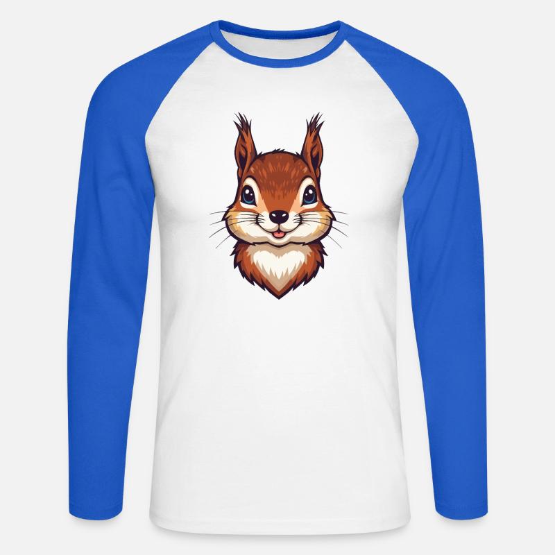 Süßer Eichhörnchen Kopf - Unisex Baseballshirt langarm - Weiß/Royalblau