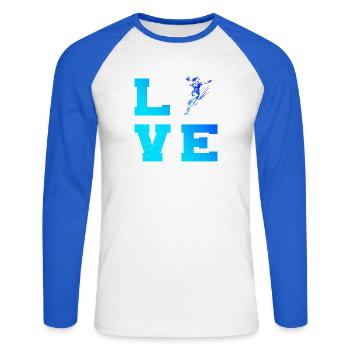 Fresh handball motif for handball for women - Unisex Long Sleeve Baseball T-Shirt - white/royal blue - Front - Nik (191cm)