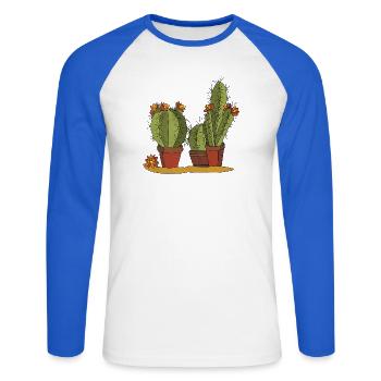 Flowers - Unisex Long Sleeve Baseball T-Shirt - white/royal blue - Front - Nik (191cm)