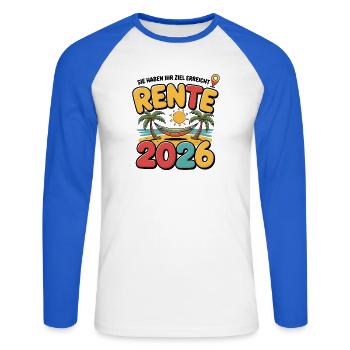 Pension Pensioner Retirement 2026 Man & Woman - Unisex Long Sleeve Baseball T-Shirt - white/royal blue - Front - Nik (191cm)