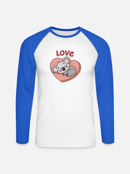 Liebeskoala auf Pastellherz - Unisex Baseballshirt langarm - Weiß/Royalblau