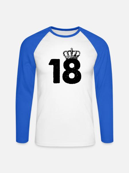 18 Crowns - Unisex Long Sleeve Baseball T-Shirt - white/royal blue