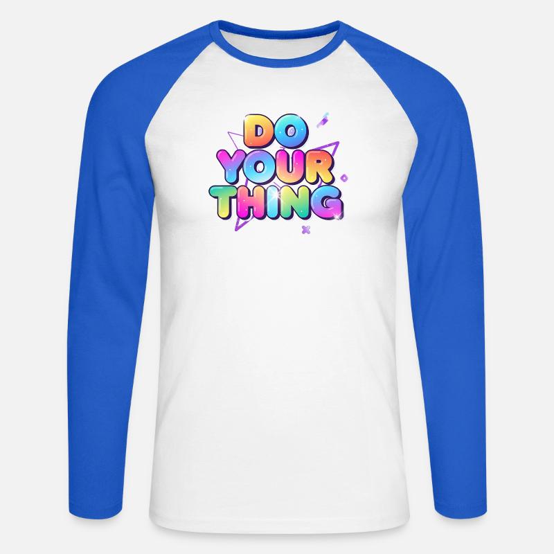 Mach Dein Ding Farbexplosion - Unisex Baseballshirt langarm - Weiß/Royalblau