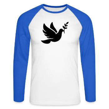 Taube Frieden Glaube - Unisex Baseballshirt langarm - Weiß/Royalblau - Vorne - Nik (191cm)
