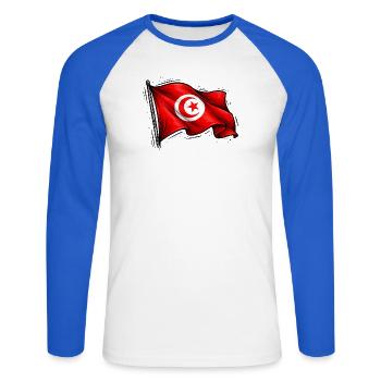 Tunisian flag - Unisex Long Sleeve Baseball T-Shirt - white/royal blue - Front - Nik (191cm)