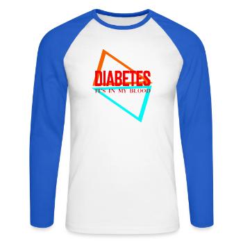 Le diabète, c’est dans mon sang - T-shirt baseball manches longues Homme - blanc/bleu royal - Devant - Nik (191cm)