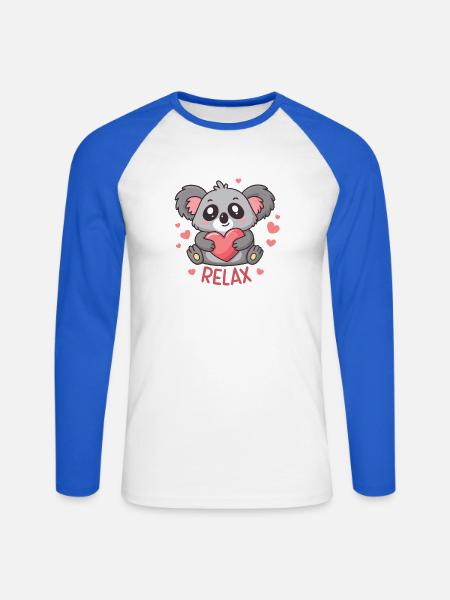 Koala Coeur Relax – Süße Zärtlichkeit - Unisex Baseballshirt langarm - Weiß/Royalblau