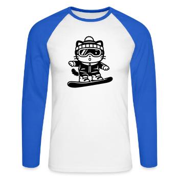 Snowboard Cat - Unisex Long Sleeve Baseball T-Shirt - white/royal blue - Front - Nik (191cm)