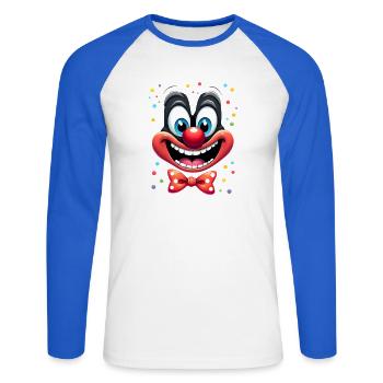 Carnival Clown Costume Carnival Carnival - Unisex Long Sleeve Baseball T-Shirt - white/royal blue - Front - Nik (191cm)