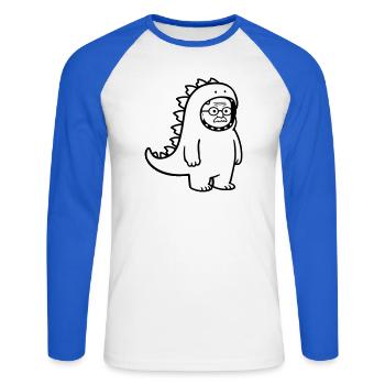 Karnevalmuffel Opa - T-shirt baseball manches longues Homme - blanc/bleu royal - Devant - Nik (191cm)