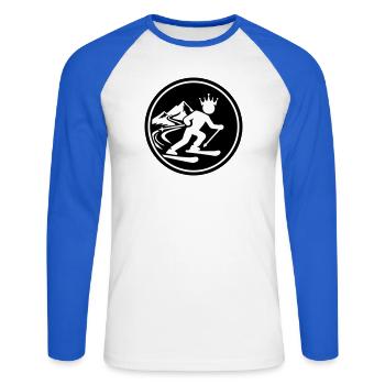 Ski King Skiing - Unisex Long Sleeve Baseball T-Shirt - white/royal blue - Front - Nik (191cm)