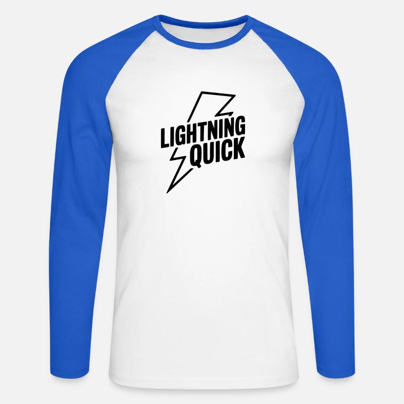 Blitzschnell - Unisex Baseballshirt langarm - Weiß/Royalblau