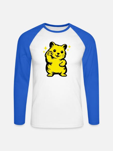 Hamster Cartoon - Unisex Long Sleeve Baseball T-Shirt - white/royal blue