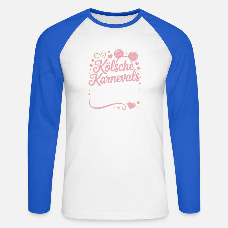 Kölsche Karnevalsmaus Karneval Köln Kölner Maus - Unisex Baseballshirt langarm - Weiß/Royalblau