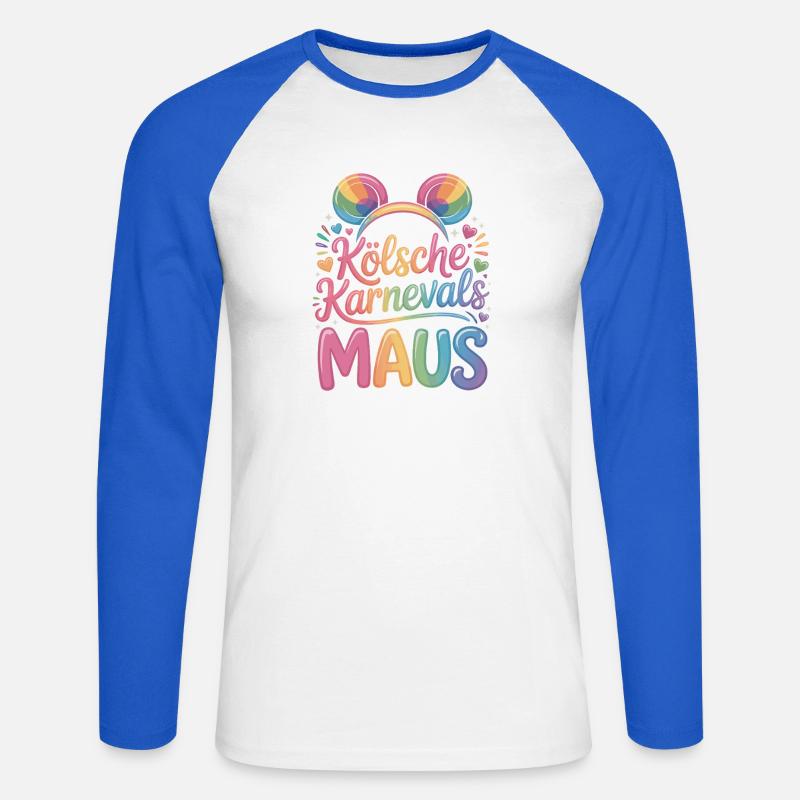 Kölsche Karnevalsmaus Karneval Köln Kölner Maus - Unisex Baseballshirt langarm - Weiß/Royalblau
