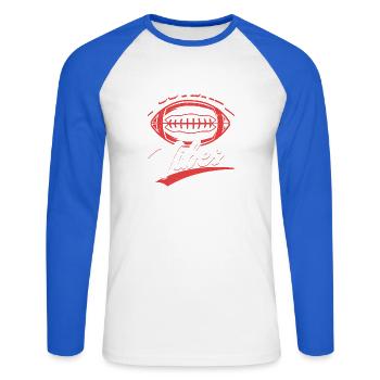 Football Vibes Season Player Fan - Unisex Long Sleeve Baseball T-Shirt - white/royal blue - Front - Nik (191cm)