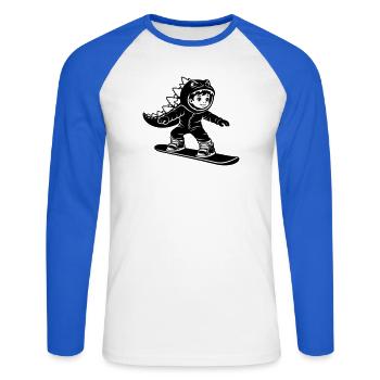 Dragon Garçon du Snowboard - T-shirt baseball manches longues Homme - blanc/bleu royal - Devant - Nik (191cm)