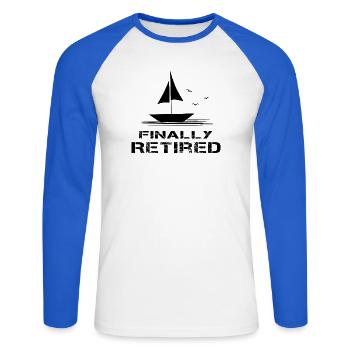 retired retirement gift retirement - Unisex Long Sleeve Baseball T-Shirt - white/royal blue - Front - Nik (191cm)