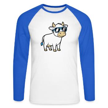Lunettes de soleil Cool Cow Casual Vector - T-shirt baseball manches longues Homme - blanc/bleu royal - Devant - Nik (191cm)