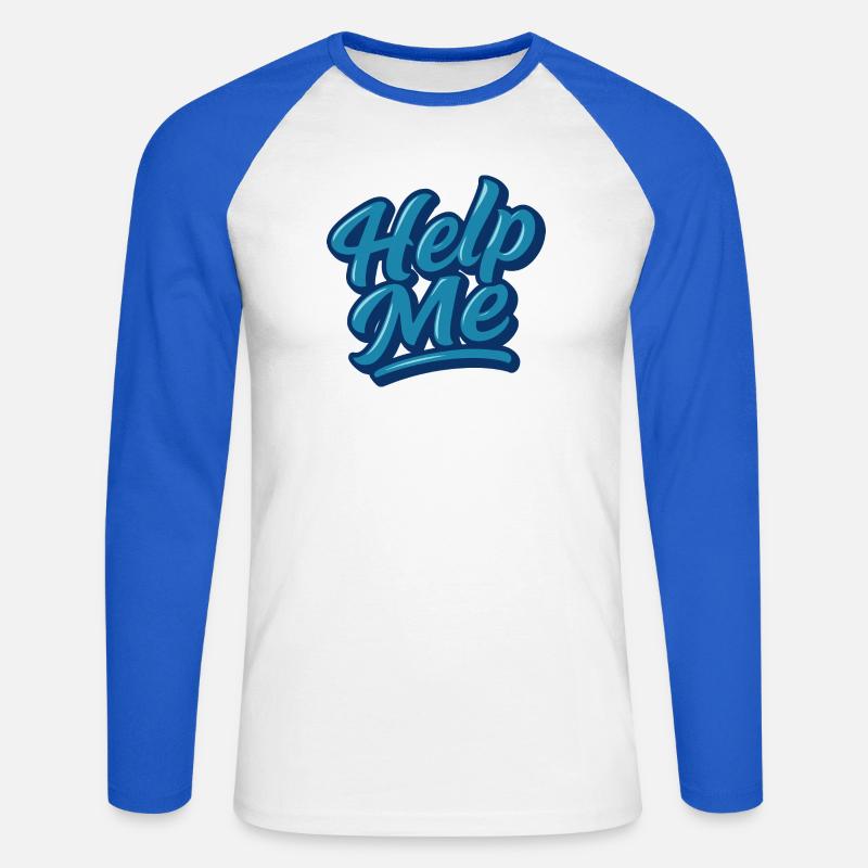 Hilfe Me Blau Script Logo - Unisex Baseballshirt langarm - Weiß/Royalblau