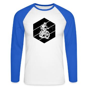 Une inspiration cool pour le VTT - T-shirt baseball manches longues Homme - blanc/bleu royal - Devant - Nik (191cm)