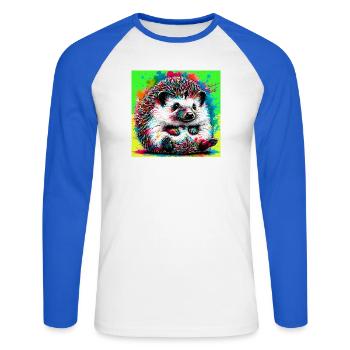 hérisson - T-shirt baseball manches longues Homme - blanc/bleu royal - Devant - Nik (191cm)
