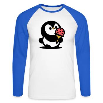 Kleiner Pinguin mit Eis - Unisex Long Sleeve Baseball T-Shirt - white/royal blue - Front - Nik (191cm)