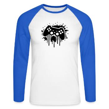 Gaming Gamer Controller - Unisex Long Sleeve Baseball T-Shirt - white/royal blue - Front - Nik (191cm)