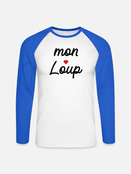 My Wolf Love Schreibschrift - Unisex Baseballshirt langarm - Weiß/Royalblau
