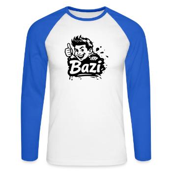 Bazi - Unisex Baseballshirt langarm - Weiß/Royalblau - Vorne - Nik (191cm)