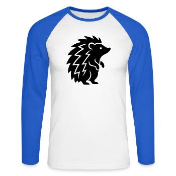 herisson - T-shirt baseball manches longues Homme - blanc/bleu royal - Devant - Nik (191cm)