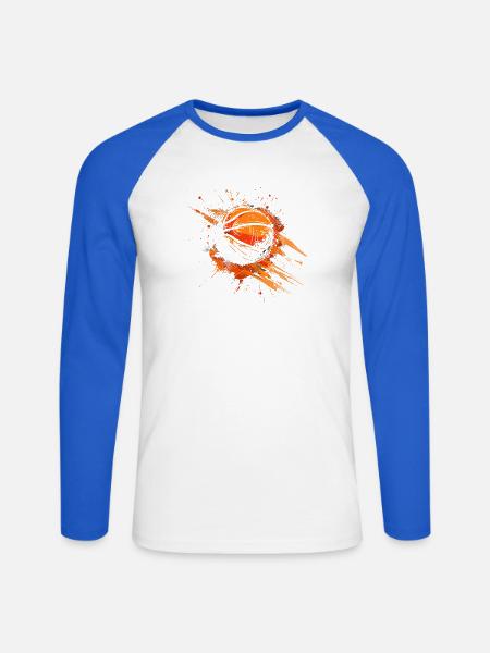 Basketball Streetart - Unisex Baseballshirt langarm - Weiß/Royalblau