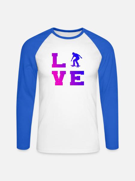 Skateboarding Stil für jeden Anlass - Unisex Baseballshirt langarm - Weiß/Royalblau