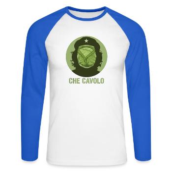 Design drôle : Quoi ce délire - Style Révolution - T-shirt baseball manches longues Homme - blanc/bleu royal - Devant - Nik (191cm)