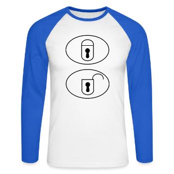 Car Remote Control Buttons - Unisex Long Sleeve Baseball T-Shirt - white/royal blue - Front - Nik (191cm)