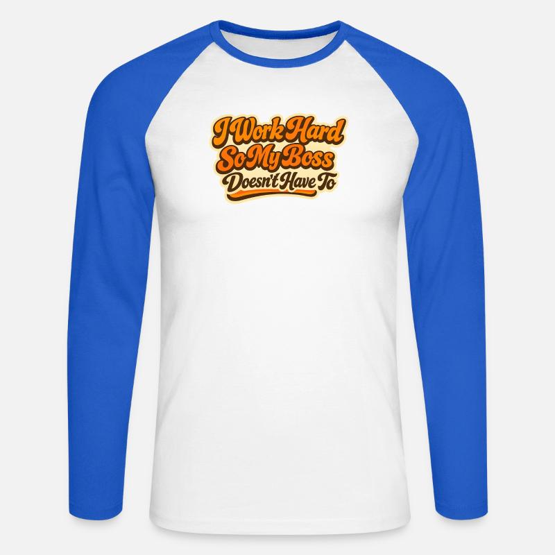 I work Hard Chef Spruch - Unisex Baseballshirt langarm - Weiß/Royalblau