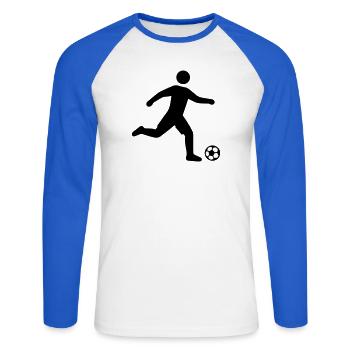 Footballer Silhouette - Unisex Long Sleeve Baseball T-Shirt - white/royal blue - Front - Nik (191cm)