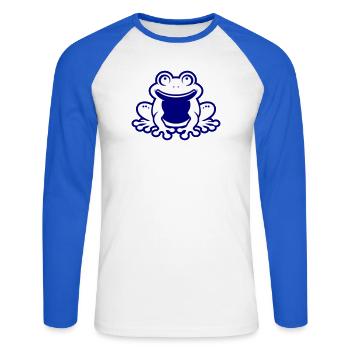 Kröte Comic Frosch - Unisex Baseballshirt langarm - Weiß/Royalblau - Vorne - Nik (191cm)