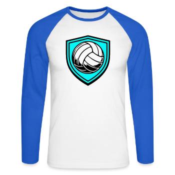 Blason du ballon de volley-ball - T-shirt baseball manches longues Homme - blanc/bleu royal - Devant - Nik (191cm)